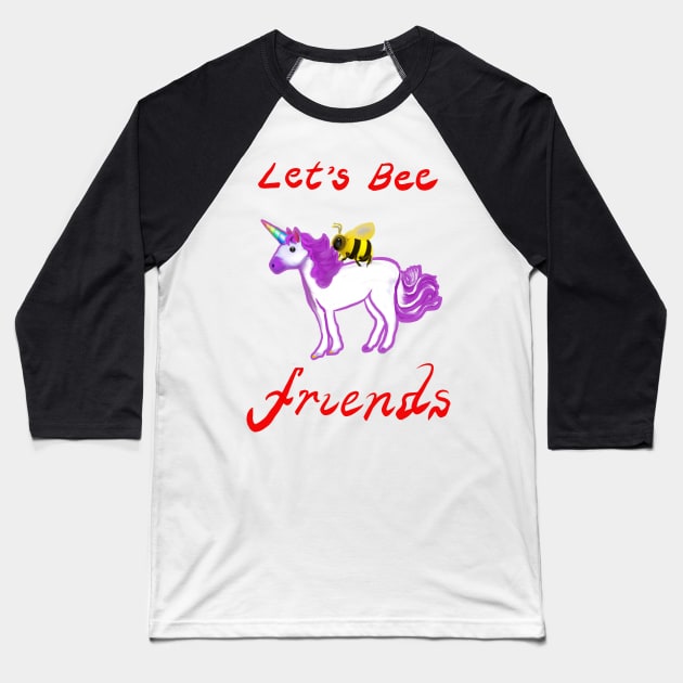 Bee themed gifts for women, men and kids. Let’s Bee friends - honey bee and Rainbow horned unicorn celebrate friendship save the bees Baseball T-Shirt by Artonmytee